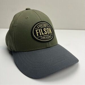 Filson Olive Green Gray Logo Cap Hat Mens Outdoor‎ Western Workwear Work Preppy